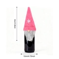 Pink gnome wine bottle cover with white snowflakes and grey beard, 34cm height - Pink Plush Snowflake Gnome Wine Bottle Cover