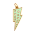 Golden lightning bolt pendant with mint green enamel and sparkling white zircons - CZ Lightning-Green