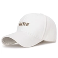 Casquette de baseball blanche avec broderie 3D dorée et toile de coton structurée - Réglable / Blanc