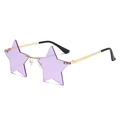Trendy star-shaped rimless sunglasses with purple lenses and gold metal frames - Gold Frame Light Purple Lens