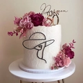 Topper per torta viso di donna in acrilico decorazione artistica minimalista per festa - Piccolo Nero 2