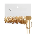 6-piece gold-tone alloy earring set featuring geometric hoops and vintage-style drops - Multi-pair Set / Gold