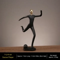 Statue de footballeur moderne en résine noir mat et or pour décoration d'intérieur - Joueur de Football - Tête Dorée