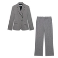 Zweiteiliger Damenanzug in Grau mit geknöpftem Blazer und gerade geschnittener Anzughose - XS / Grau