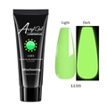 Luminous neon green Acryl Gel LU03 in tube showing glow-in-the-dark nail effect - Luminous Neon Green (LU03)