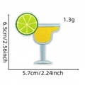 Detail of cocktail drink embroidery patch with lime, measures 6.5cm by 5.7cm for summer decor - Lime Cocktail Style (31#)
