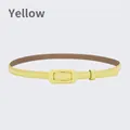 Elegant yellow split leather waist belt for women with matching wrapped buckle - 105cm / Yellow