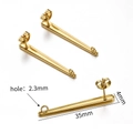 Golden 35mm stainless steel long bar earring posts with hole for DIY jewelry making - 35mm Long Pin / Gold