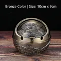 Bronze spherical eagle relief ashtray with rotating lid for home decor 10cm x 9cm - Bronze Eagle Design