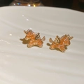 Sparkling orange unicorn stud earrings in 18k gold plated silver on a ceramic tray - 1# Silver Pin-Gold-Brown-Gold Plated-Rocking Horse