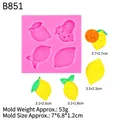 Pink silicone lemon leaf mold with detailed fruit shapes and product dimensions - 2# Pink B851