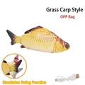 Electric grass carp fish toy with USB charging and lifelike swinging motion feature - Enhanced Rechargeable 350mAh / Grass Carp (Without Catnip)