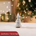 Mini snowy Christmas tree with wooden base and pine needles, 15.5cm desktop decor - Tower Pine Needle Tree 15cm No Light