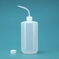 Translucent 1000ml plastic squeeze wash bottle with curved nozzle and scale markings - 1000ml (Clear with Extra Cap)