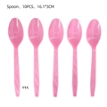 Pink plastic spoons set with diamond pattern handles for wild party decorations - Pink Spoons 10PCS