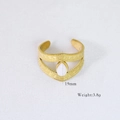 Detail of 14k gold plated vintage ring with white oval stone and 19mm open design - White Oval Large Stone Style
