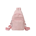 Pink multi-functional crossbody chest bag with textured fabric and three zip pockets - Without Pendant / Pink