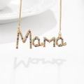 18k gold plated necklace with colorful zircon micro-pave Mama pendant for women - Mama Colorful Zirconia Style