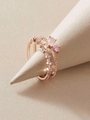 Elegant rose gold plated oval ring set with pear-shaped pink diamonds and zircons - Rose Gold Pink Diamond Pear Gemstone Ring Set / 94# Pink-Geometric