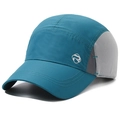 Quick-dry baseball cap in teal and grey mesh patchwork for breathable outdoor sports - Malachite green