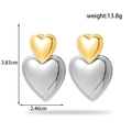 Polished two-tone heart earrings with gold and silver stacked metallic design - Gold and Silver