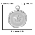 Detailed size chart for silver star pendant showing dimensions 1.6cm by 1.3cm and 2g weight - Silver Star