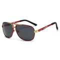 Occhiali da sole aviator fotocromatici polarizzati con montatura rossa e oro - Lente polarizzata / Montatura Oro Rosso Lenti Grigio Nero