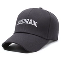 Dark charcoal grey cotton baseball cap featuring white Colorado block letter embroidery - One Size(Adjustable) / Gray