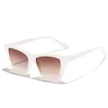 Occhiali da sole cat-eye retrò con montatura bianca e lenti marroni sfumate da donna - Montatura Bianco Solido Lenti Tè