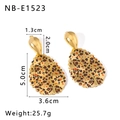 Detail view of leopard print drop earrings with size measurements 3.6cm and 5.0cm - Teardrop Leopard Style (NB-E1523)