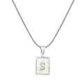 Silver snake chain necklace featuring a white shell pendant with initial letter S - Silver S (With Chain)