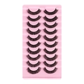 Dramatic black false eyelashes set with 10 pairs of thick volume lashes in pink tray - DH06-03 (Russian Volume)