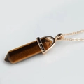 Tiger's eye natural stone hexagonal prism pendant necklace with gold chain - Tiger Eye Stone Bracelet / Pendant Only (Without Chain)