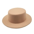 Cappello pork pie in feltro color cammello a tesa larga piatta per uomo e donna - Cachi Chiaro