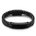 Men's punk matte black stainless steel double curb chain bracelet with magnetic clasp - Black (KB146269-KLHQ)