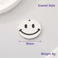 30mm stainless steel smiley face charm with black enamel finish, weighing 8g for DIY jewelry - Enamel Style (KLJ6094-Z)