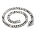 Collar de cadena cubana para hombre en acero inoxidable plateado con diamantes de circón CNC - Acero inoxidable/Zirconia / Collar Color Acero (KN199686-KFC)