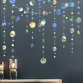 Ghirlanda di stelle e cerchi olografici cangianti per decorazione di sfondo per feste - Ghirlanda di Stelle e Punti Iridescenti da 4m