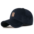 Men's navy blue mountain sport baseball cap with fleece lining and warm ear protection - Adjustable / Navy Blue