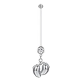Flexibele zwangerschap navelpiercing met babyvoetjes hangers en heldere strassteentjes - Babyvoetjes Hanger + Strass
