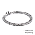 Silbernes Panzerarmband aus Edelstahl mit Karabinerverschluss, 6,5 mm breit und 200 mm lang - 6.5mm Breite (KB126679-Z) / Silber