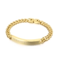 Men's gold Cuban link bracelet with Roman numeral engraved plate and secure clasp - Gold (KB149659-KLHQ)