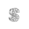 Silver alloy letter S charm with sparkling rhinestones for 10mm DIY slider bracelets - Letter S / 10mm Full Drill Letter / Silver