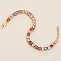 18K gold plated stainless steel bracelet with colorful round zircon crystals - Gold-Multicolor / Bracelet