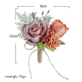 Groom's boutonniere featuring purple rose, orange blooms, and rustic twine wrap - Pink Purple