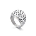 Polished silver stainless steel ring with vintage hammered surface for men - Hammered Round Silver (KR105965-KJX)