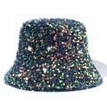 Modischer Fischerhut mit lebendigen, flächendeckenden Pailletten und bunter Laser-Textur - M (56-58cm) / Grau