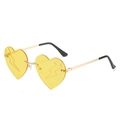 Yellow heart-shaped rimless sunglasses with lightning cut design and gold metal frames - Gold Frame Yellow Lenses
