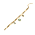 Vintage gold stainless steel bracelet featuring three oval turquoise cat eye gemstones - Light Cyan Lace Oval Stone Style (3#)