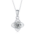 Classic 925 sterling silver necklace with a 1 carat moissanite petal knot pendant - (s925 Silver + Moissanite P10471-65/1 Carat/6.5mm) / Chain Length 40cm + 5cm (extension Chain)